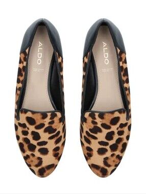 ALDO Kappaw Animal Leopard Print Calf Hair Leather Slip-On Loafers US 7